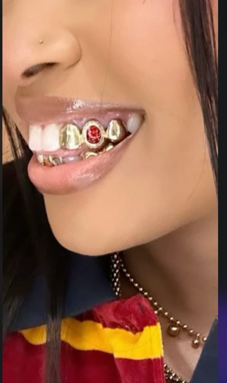 gold cap + Red enamel